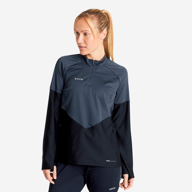 SWEAT DE FOOTBALL FEMME VIRALTO NOIR pour les clubs et collectivites Decathlon Pro