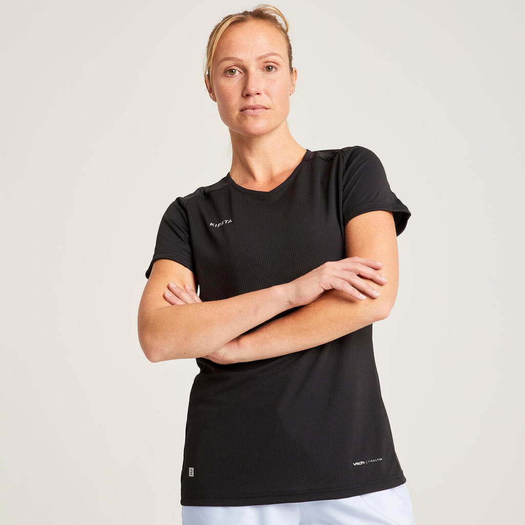 Fussballtrikot VRO+ Damen schwarz/grün