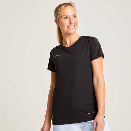 Women's Football Shirt VRO+ - Solid Black