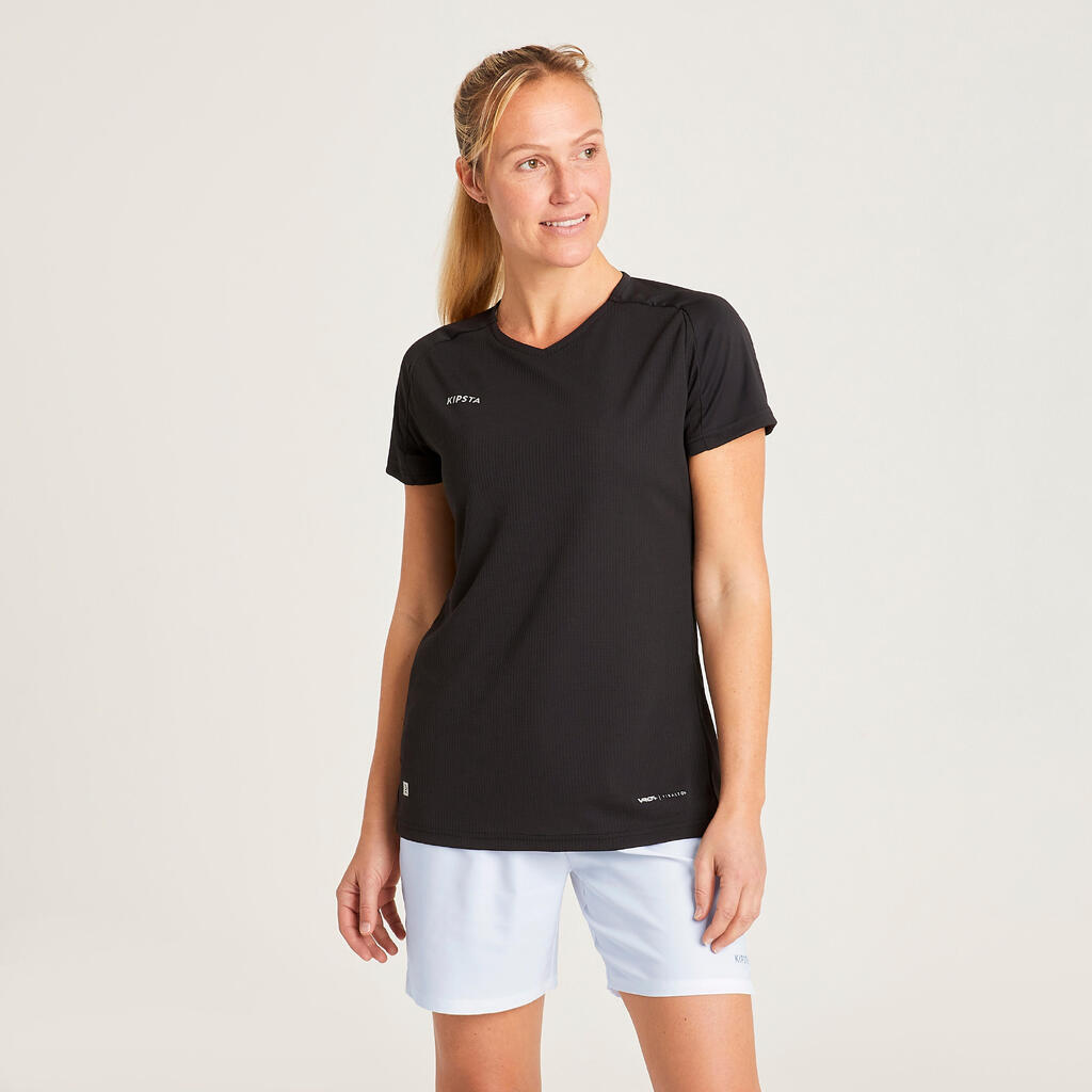 Women's Football Shirt VRO+ - Black/Green