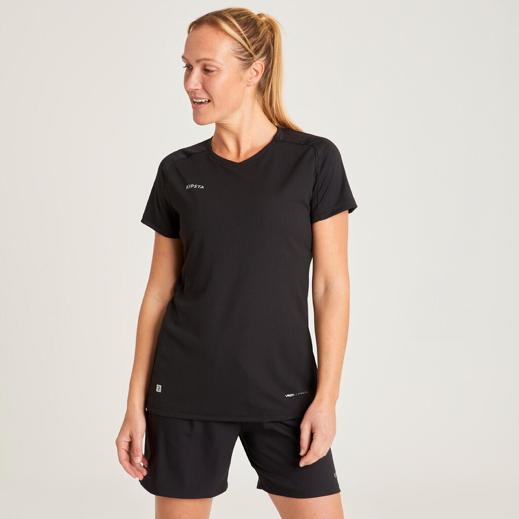 Fussballtrikot VRO+ Damen schwarz/grün