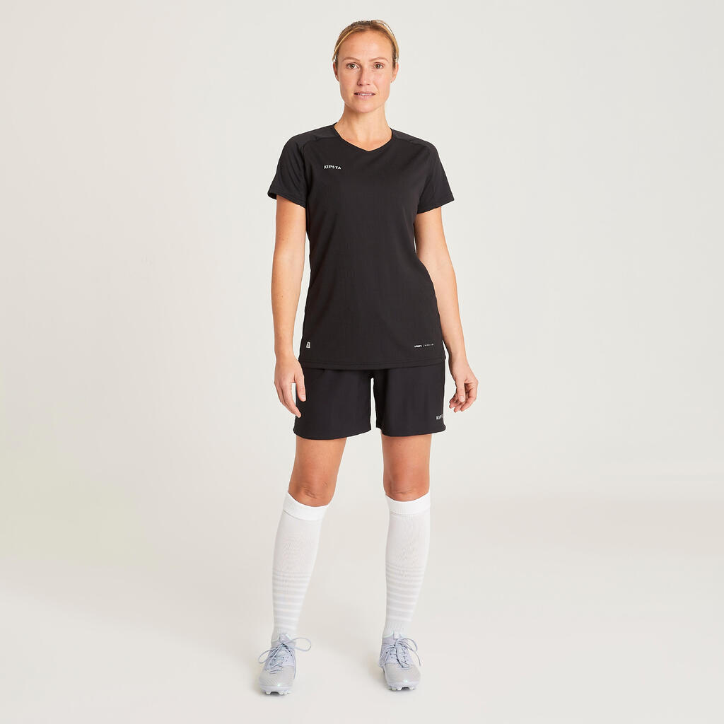 Fussballtrikot VRO+ Damen schwarz/grün