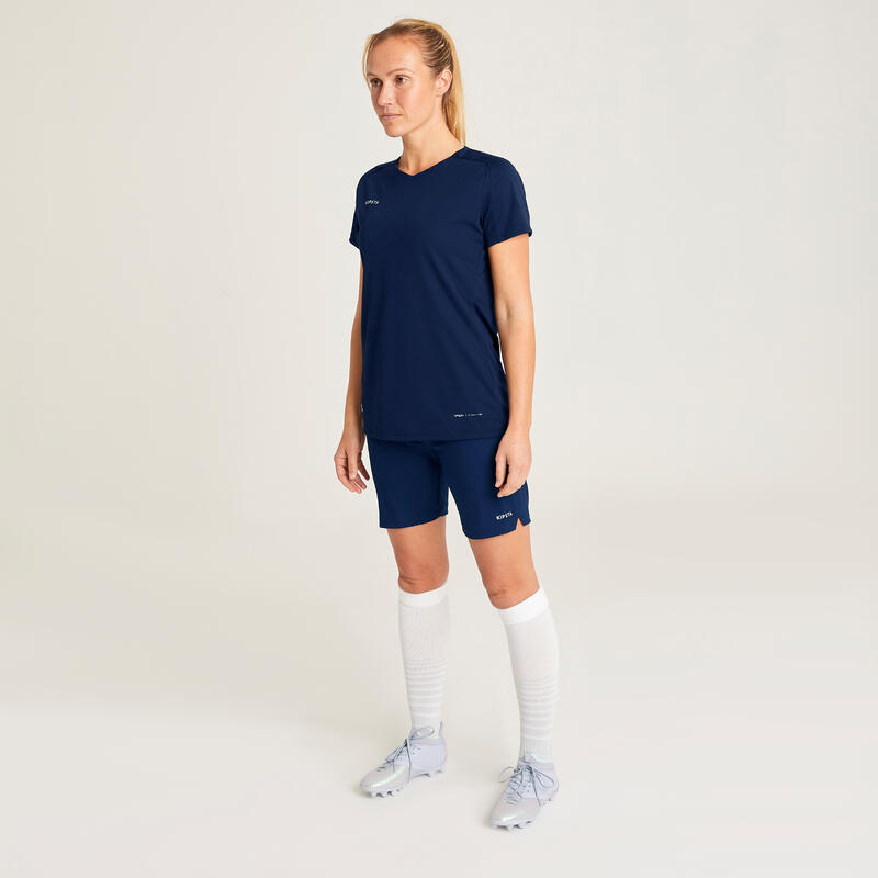 Voetbalshirt voor dames VRO+ effen marineblauw