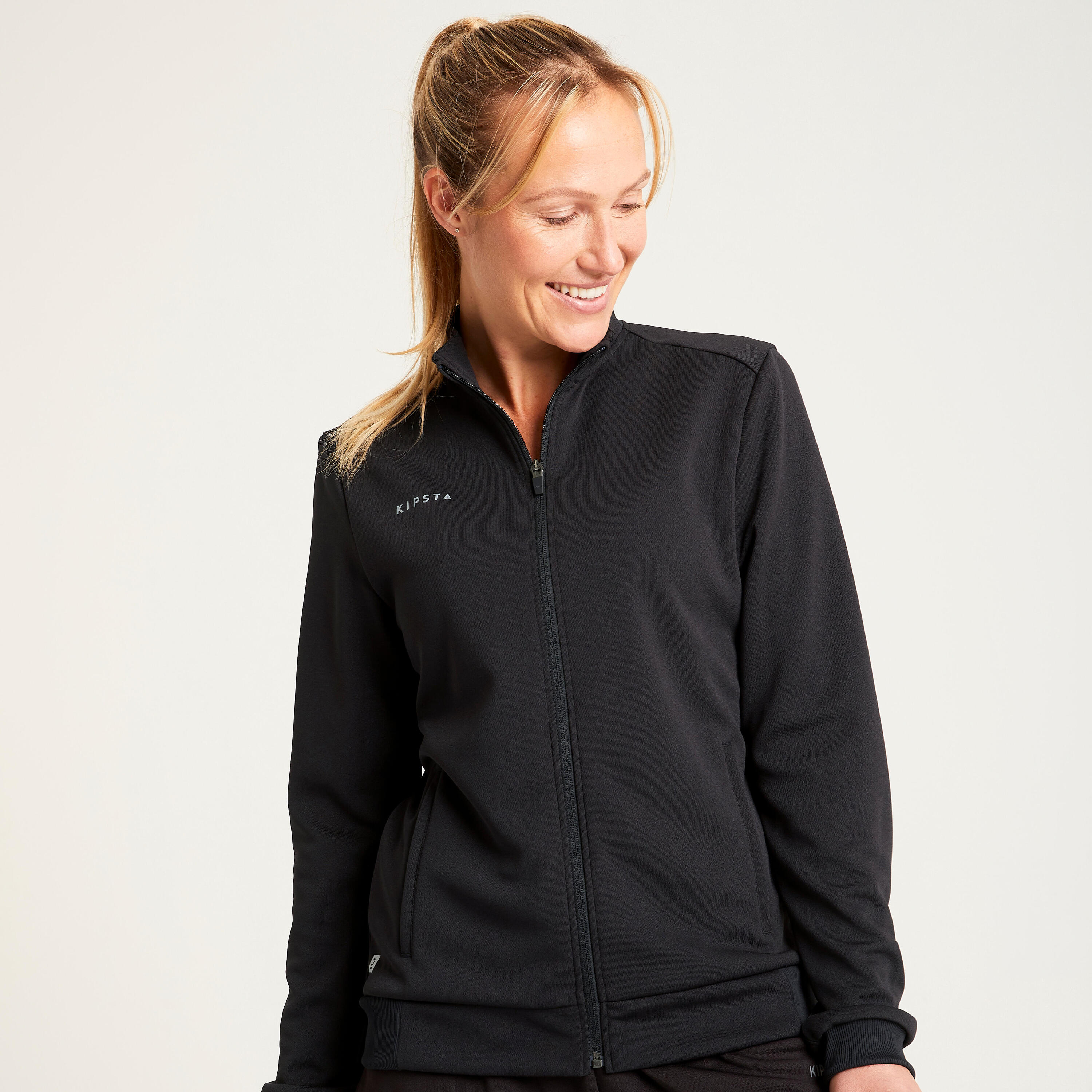 Veste de football d'entrainement ESSENTIELLE  noire et grise 5/7