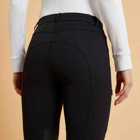 Women's Horse Riding Jodhpurs with Grippy Patches 500 - Black