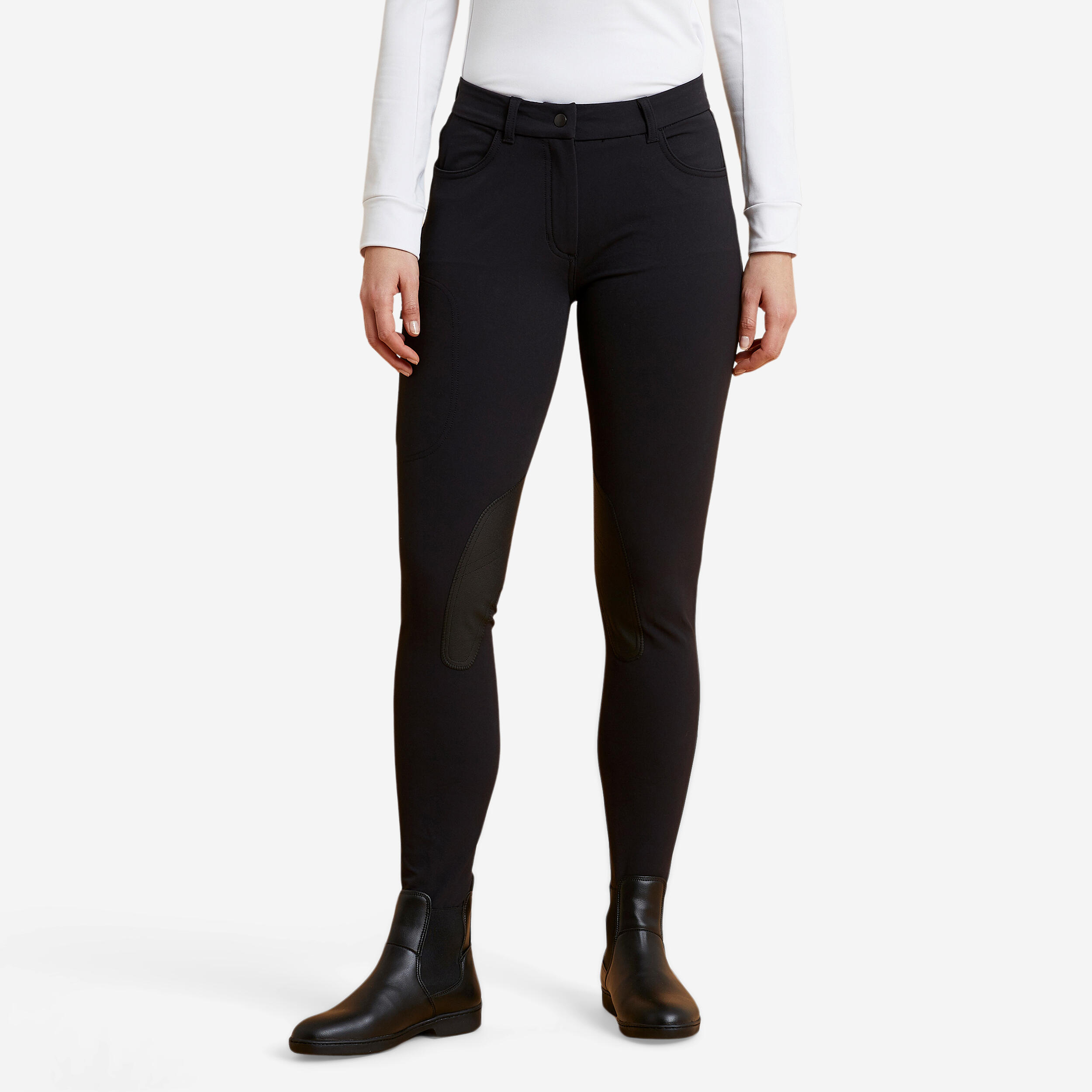 pantalon équitation basanes agrippantes femme - 500 noir - fouganza