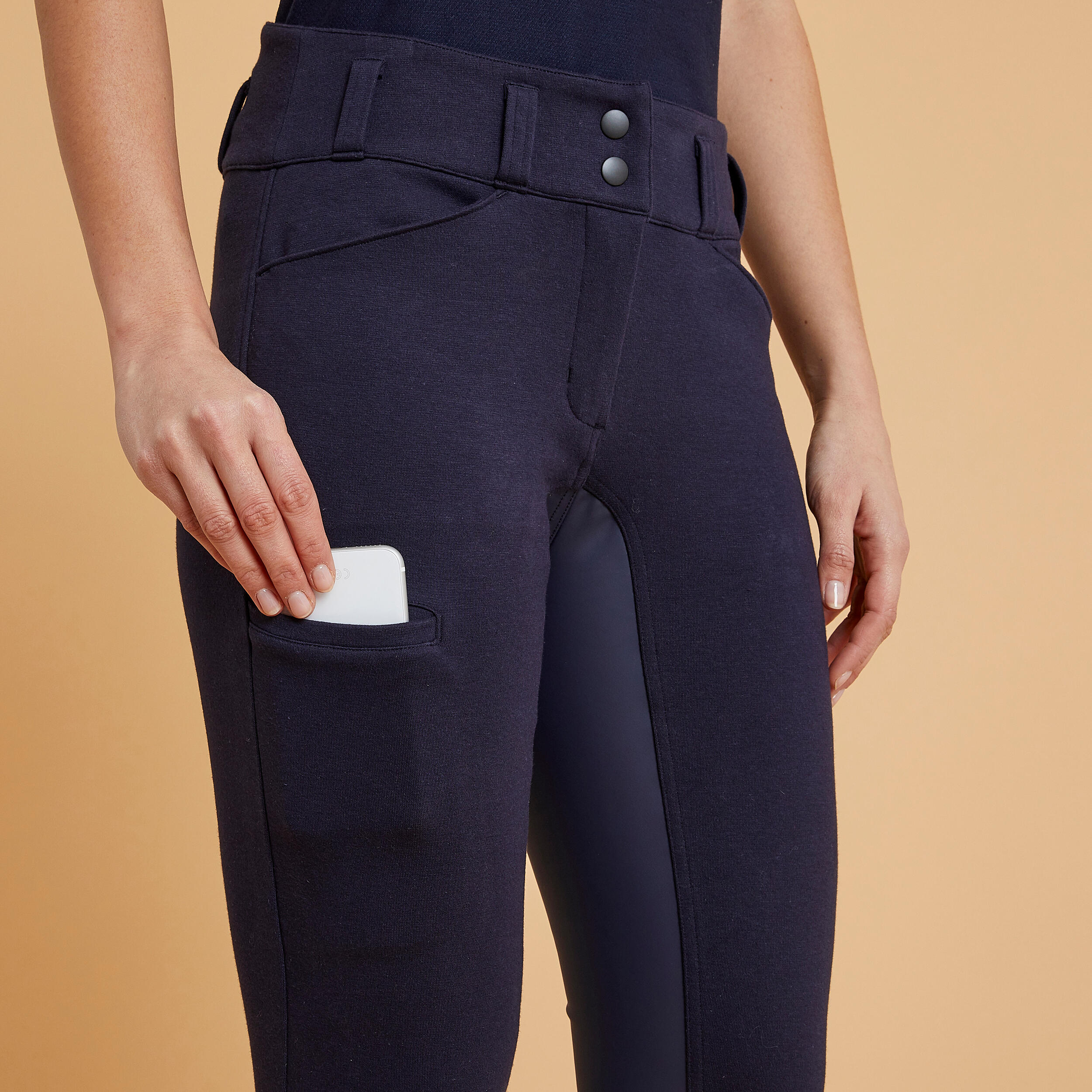 WOMEN'S DRESSAGE PANTS NAVY 100