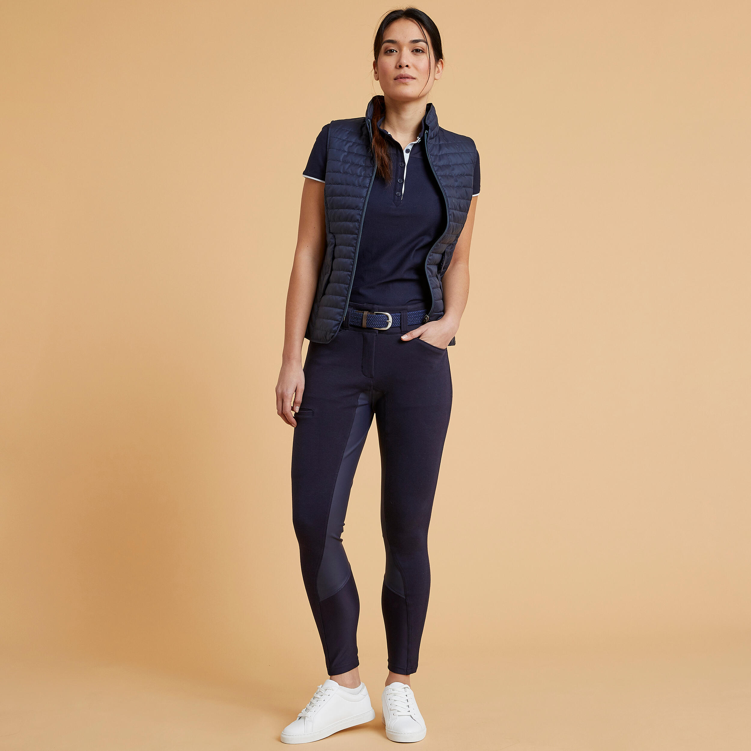 PANTALONI DRESSAGE DONNA NAVY 100