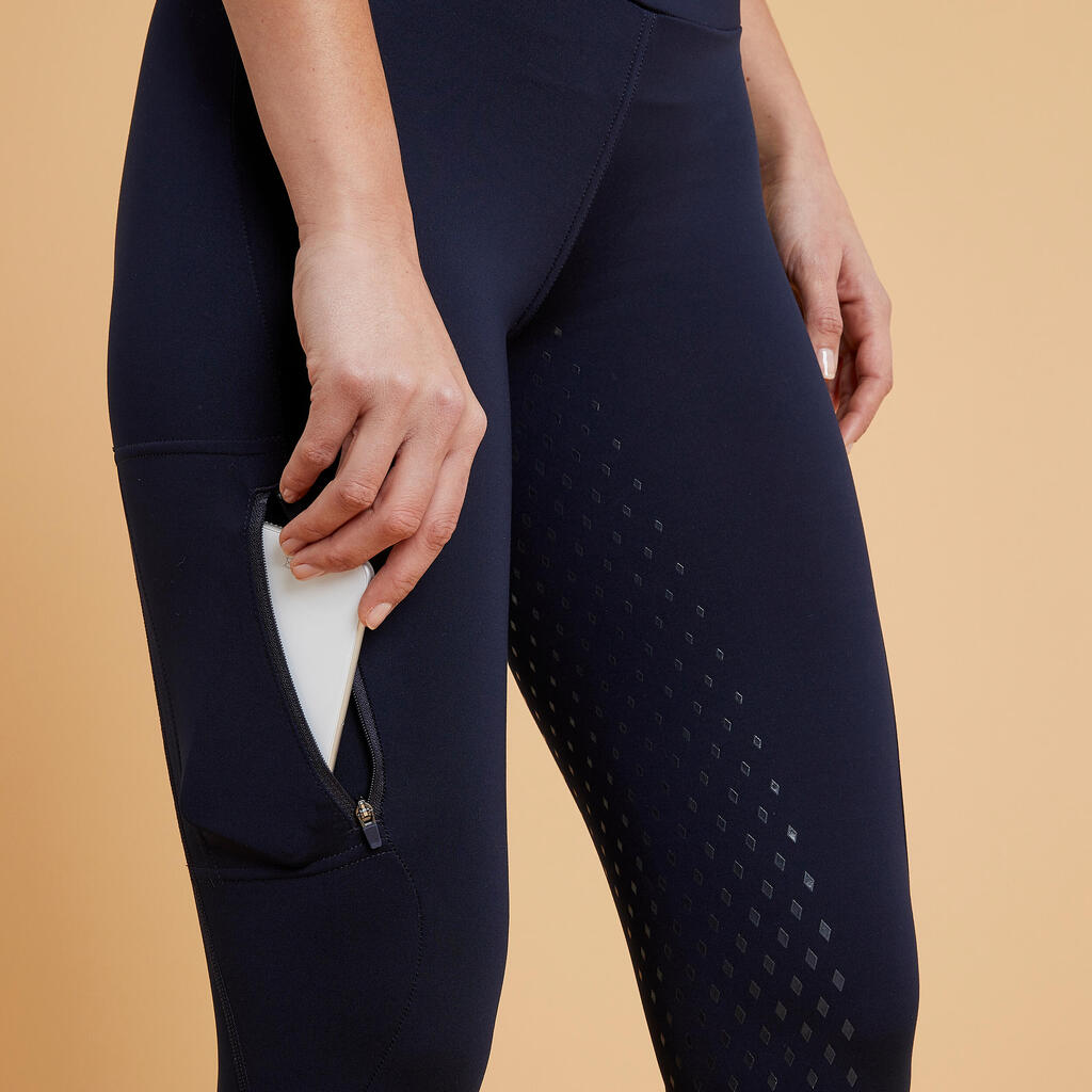 Women's Full Grip Horse Riding Leggings 500 - Black