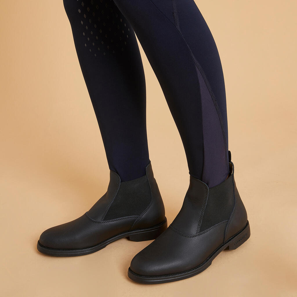 Women's Horse Riding Leggings 500 Silicone Seat - Navy