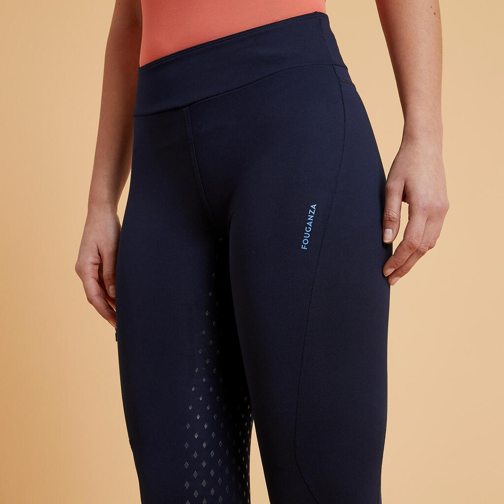 Women's Full Grip Horse Riding Leggings 500 - Black