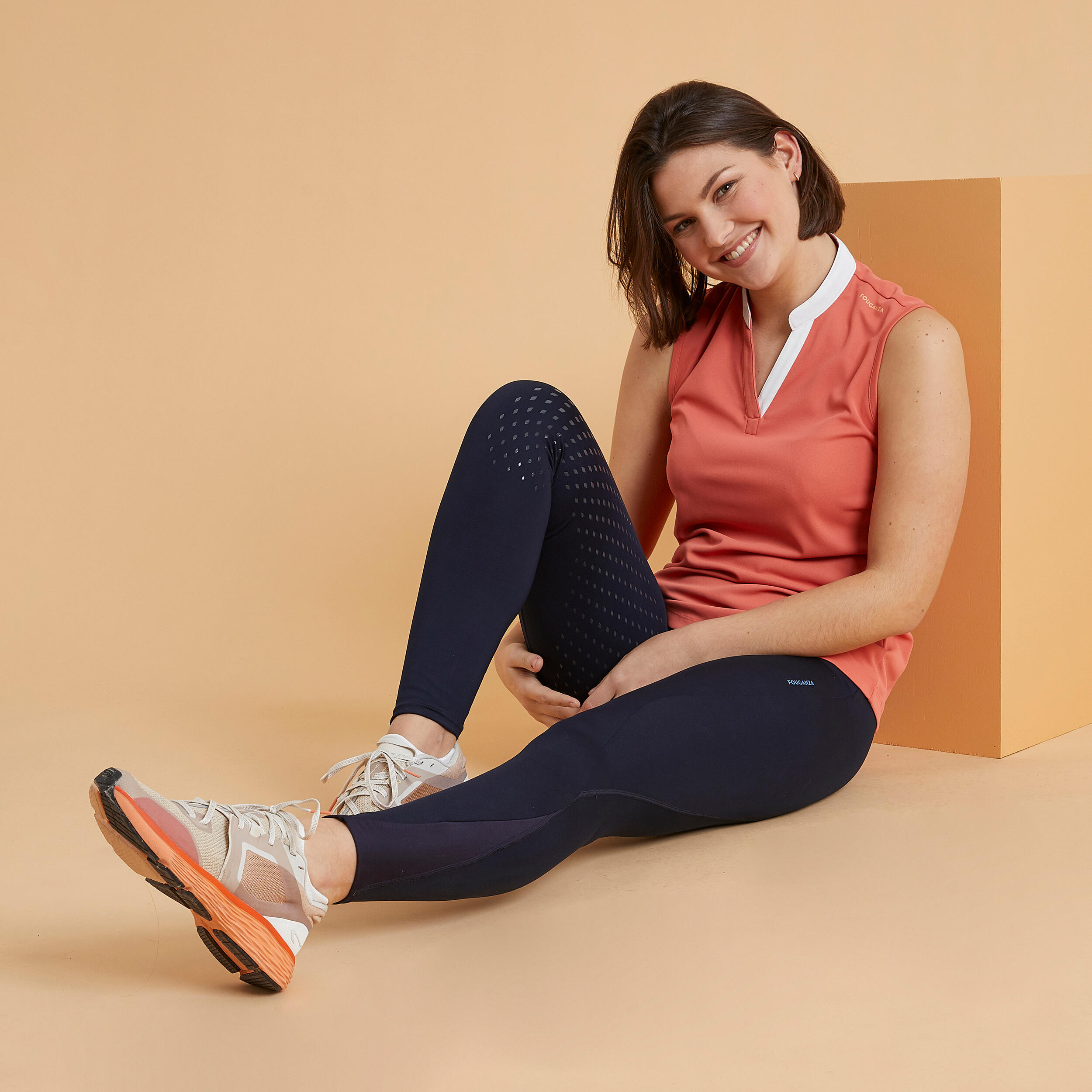 Reitleggings 500 Full Grip Damen blau 9/10