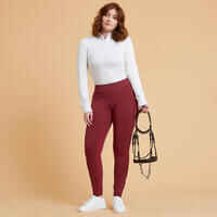 Women's Horse Riding Full Grip Leggings 500 - Pink/Burgundy