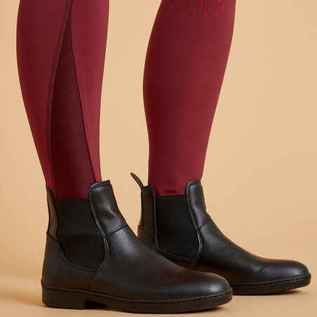 Women's Horse Riding Full Grip Leggings 500 - Pink/Burgundy