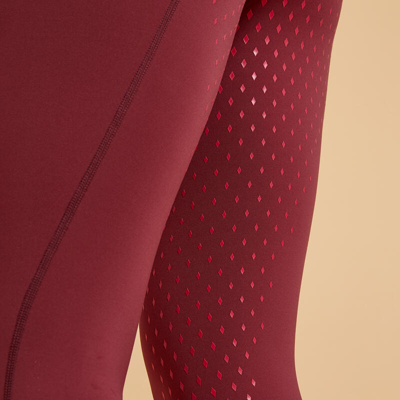 Legging équitation full grip rose Femme - 500 bordeaux