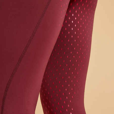 Women's Horse Riding Full Grip Leggings 500 - Pink/Burgundy