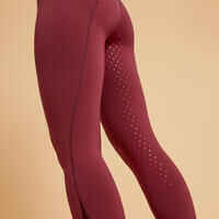 Women's Horse Riding Full Grip Leggings 500 - Pink/Burgundy