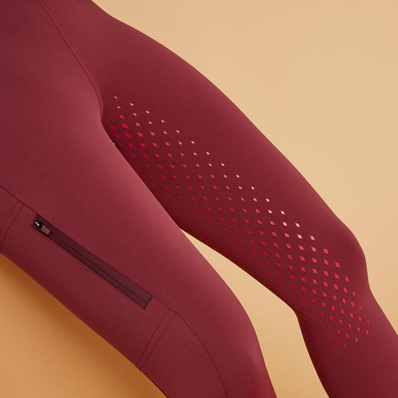 Legging équitation full grip rose Femme - 500 bordeaux