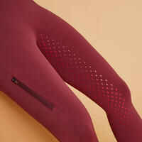 Women's Horse Riding Full Grip Leggings 500 - Pink/Burgundy