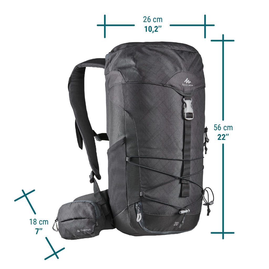 Wanderrucksack Bergwandern MH100 20 l dunkelgrau 