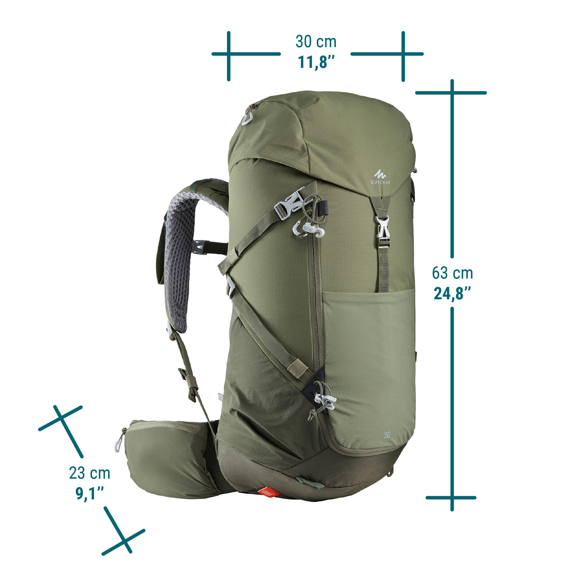 MOCHILA DE SENDERISMO MH500 30 LITROS CAQUI - Decathlon