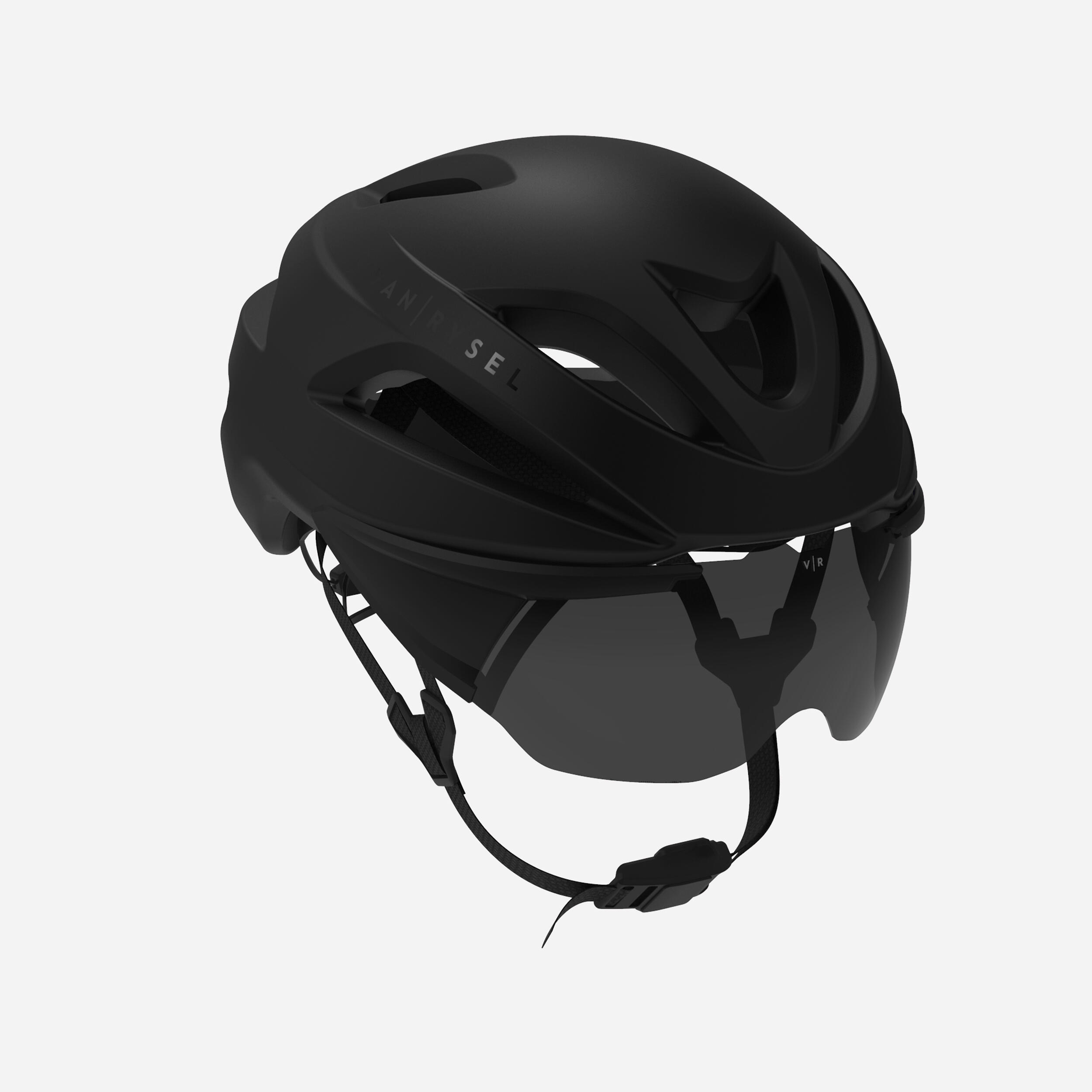 Van Rysel - Casque Triathlon Avec Ecran Amovible Categorie 3 Et Boucle Magnetique Noir Mat - Casque - Velos Et Equipements Route - Noir - 44l -