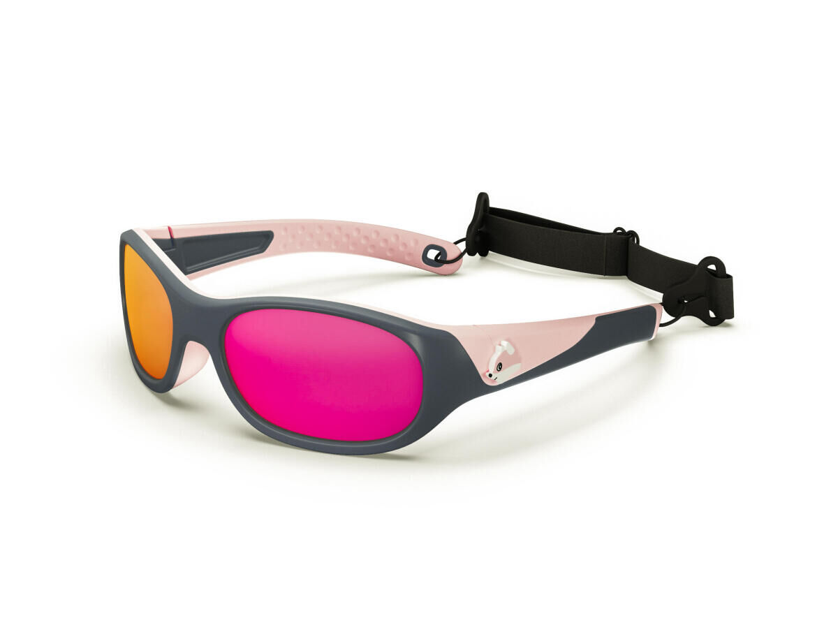Sonnenbrille Kinder Kategorie 4 Wandern MHK500 rosa/grau 