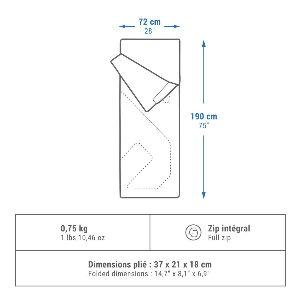 Kempingový spací vak Arpenaz od 20 °C