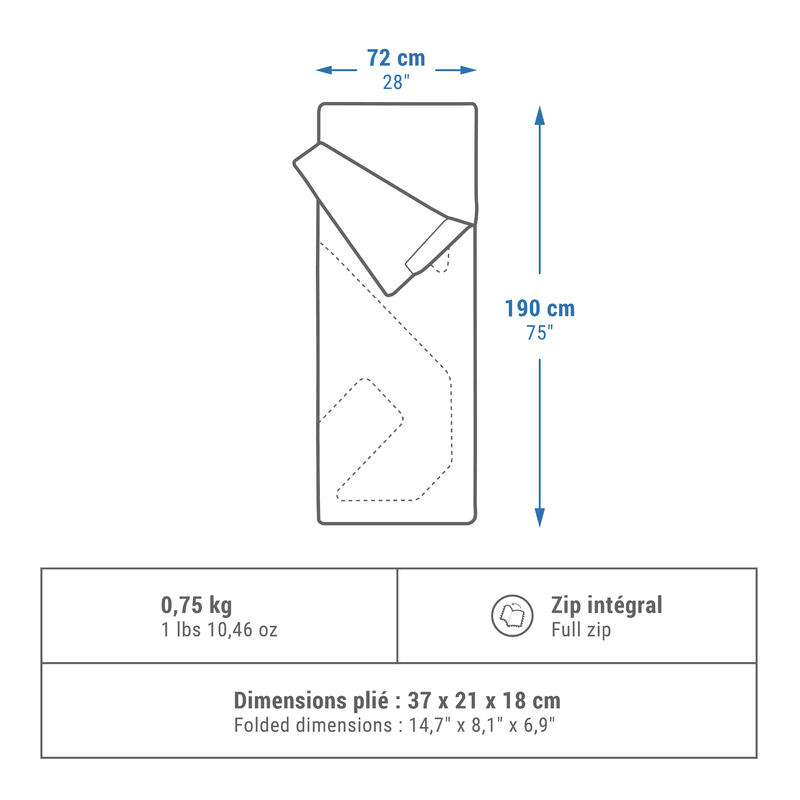 Saco de dormir 20ºC confort transformable en edredrón Arpenaz 20