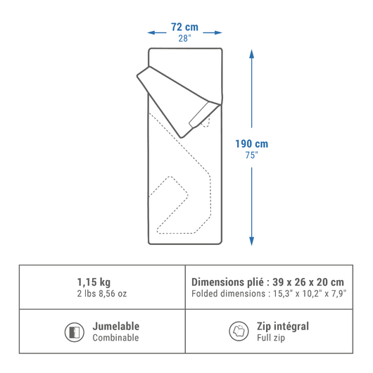 US SAC DE COUCHAGE POUR LE CAMPING - ARPENAZ 15°