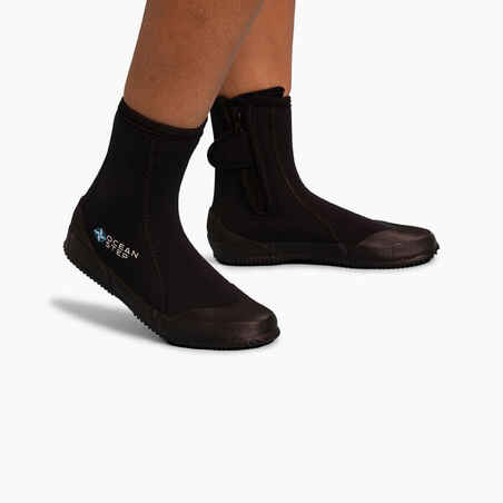 Papuče za vodu od neoprena 5 mm do gležnja crne 