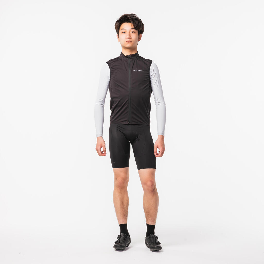 Men's Road Cycling Windproof Gilet - RCR - Black