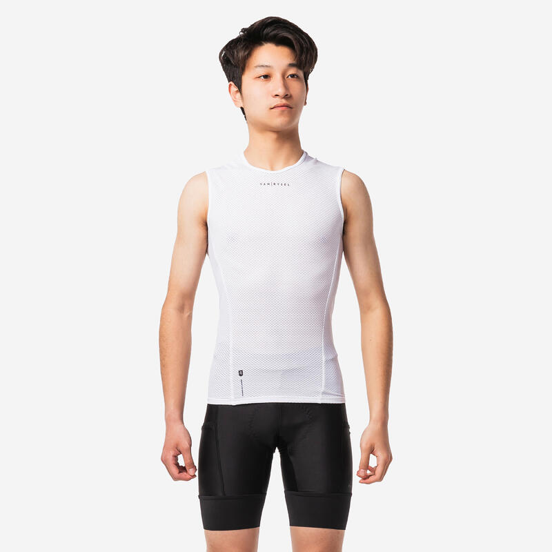Camiseta Interior Ciclismo Sin Mangas Hombre Van Rysel blanco