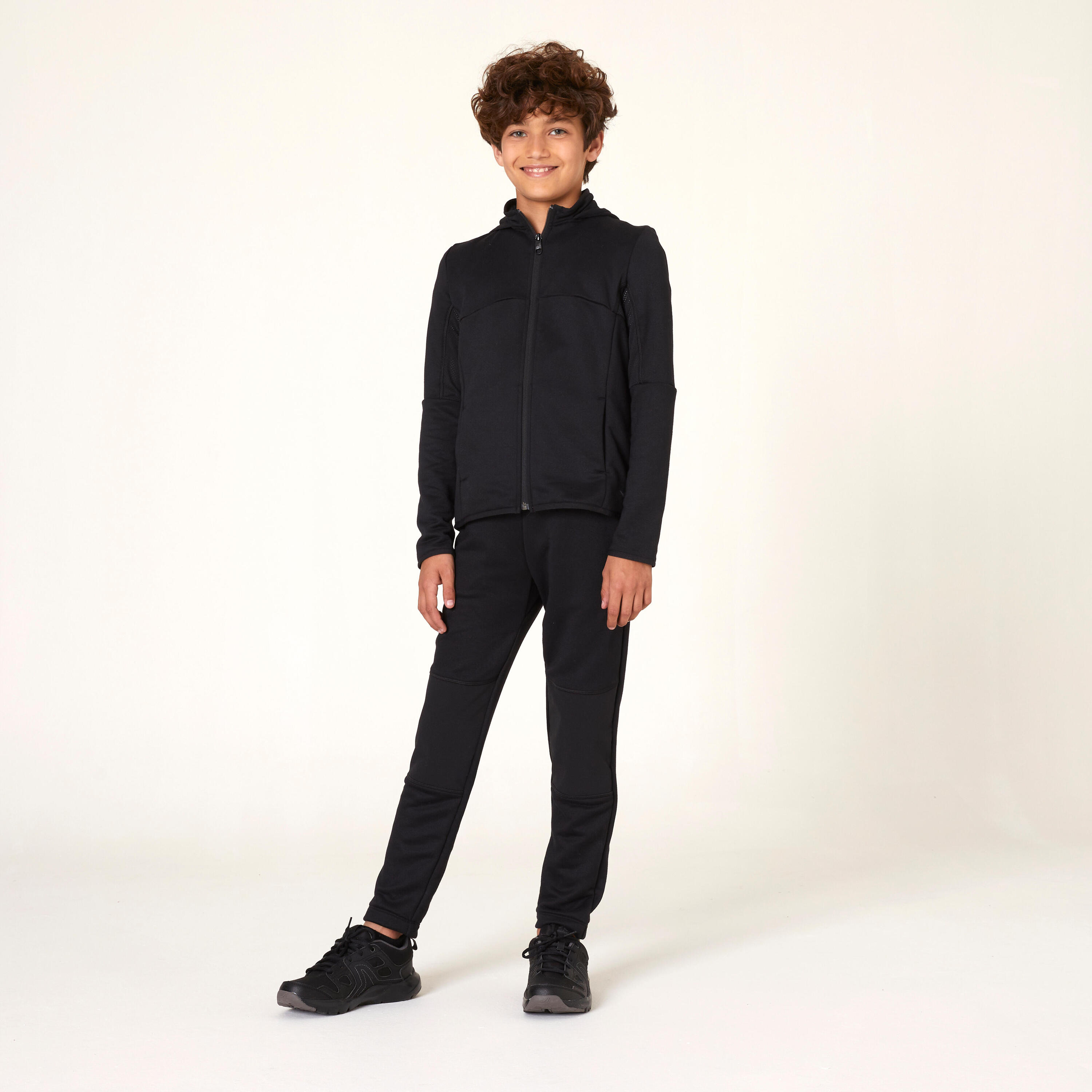 Kids' Breathable Synthetic Tracksuit S500 - Black 1/8