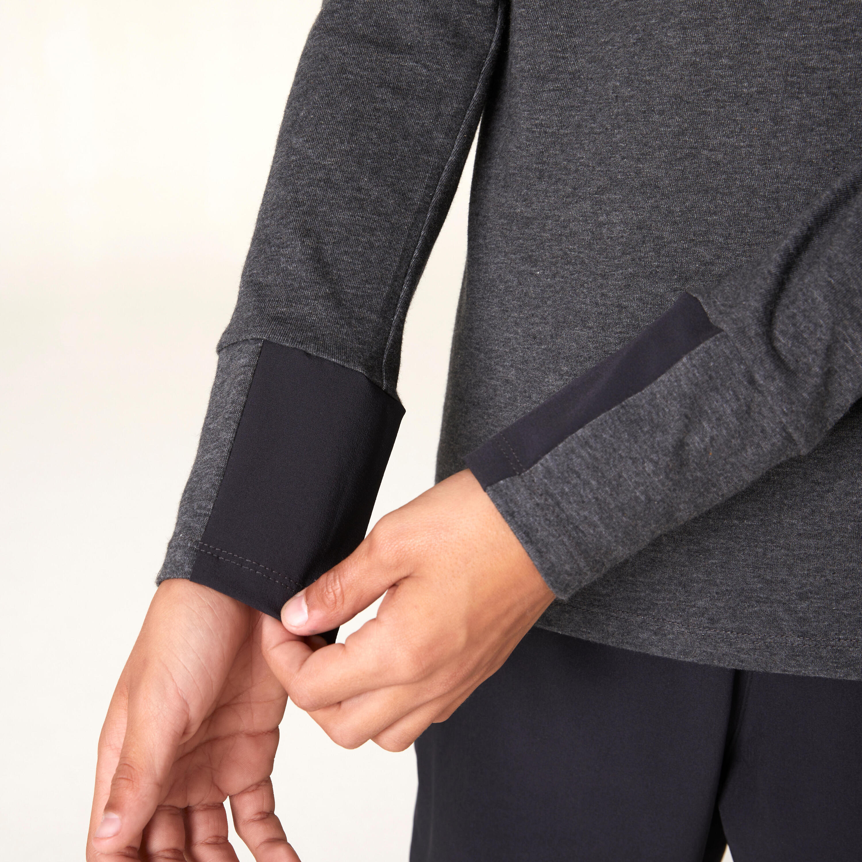 Long-Sleeved Cotton T-Shirt 500 - Grey 4/4