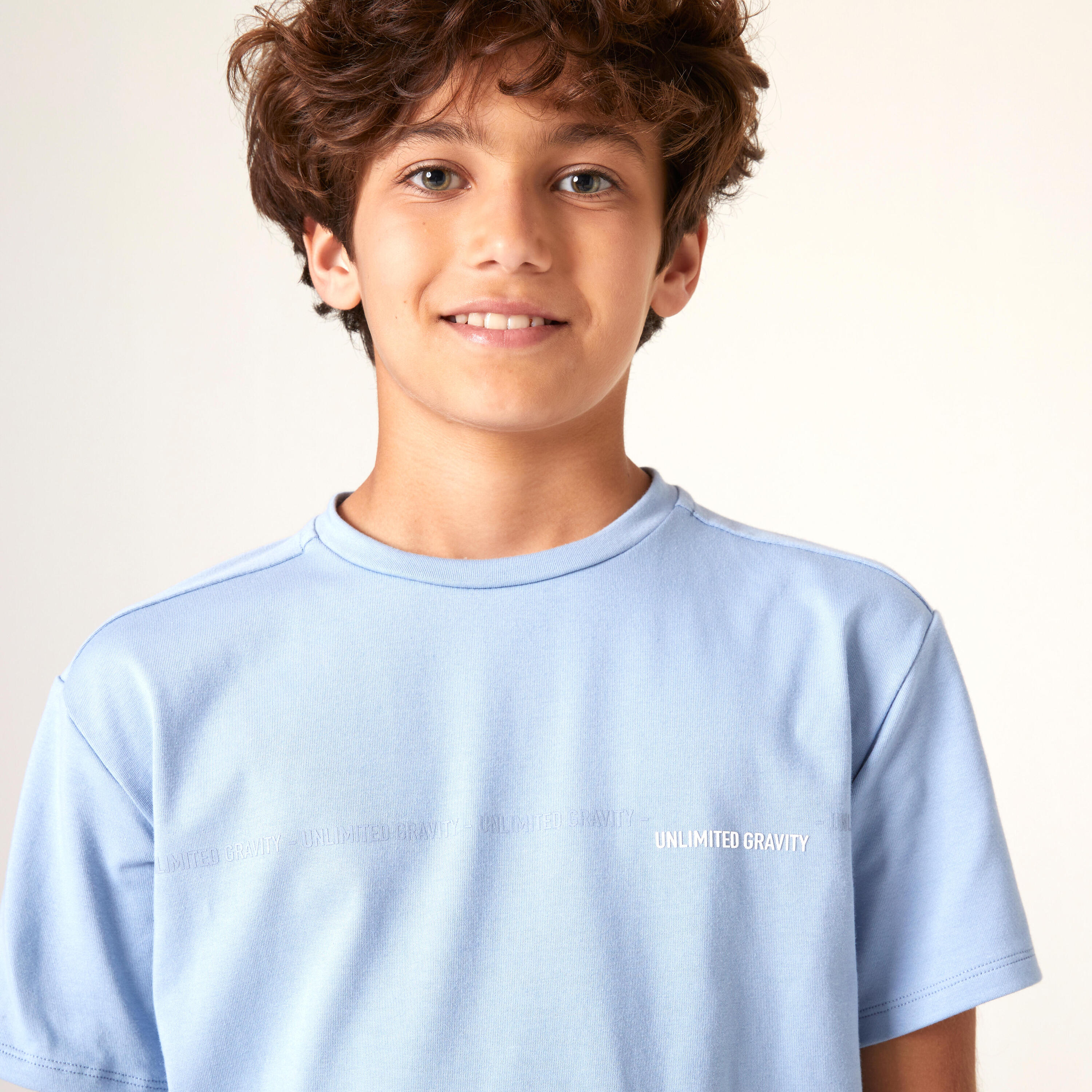 Kids' Breathable Cotton T-Shirt 500 - Blue Jeans 4/4