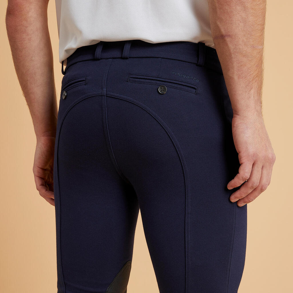 Breeches de equitación con antideslizantes Hombre - Fouganza 140 azul oscuro