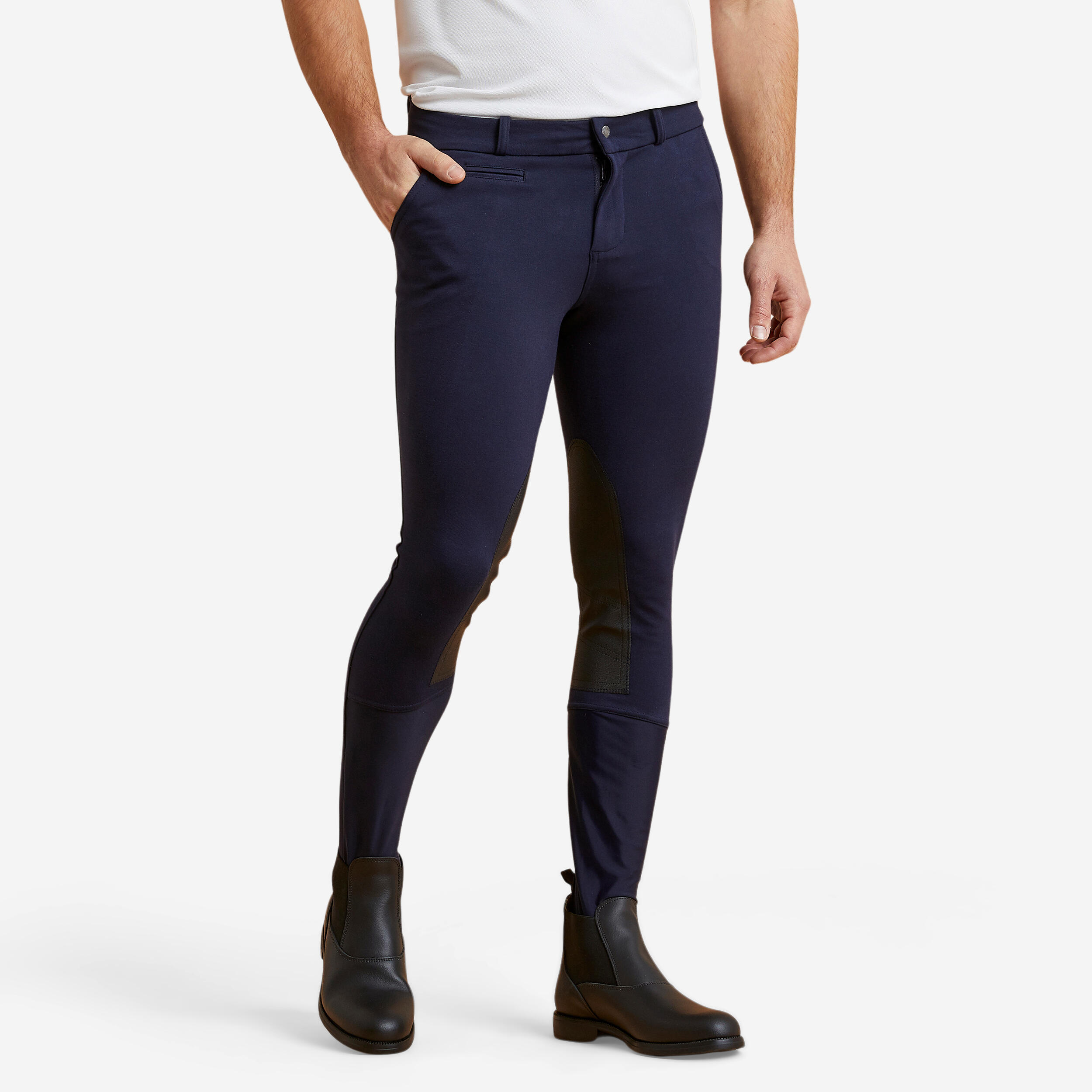 140 Horseback Riding Grippy Patch Jodhpurs - Navy - FOUGANZA