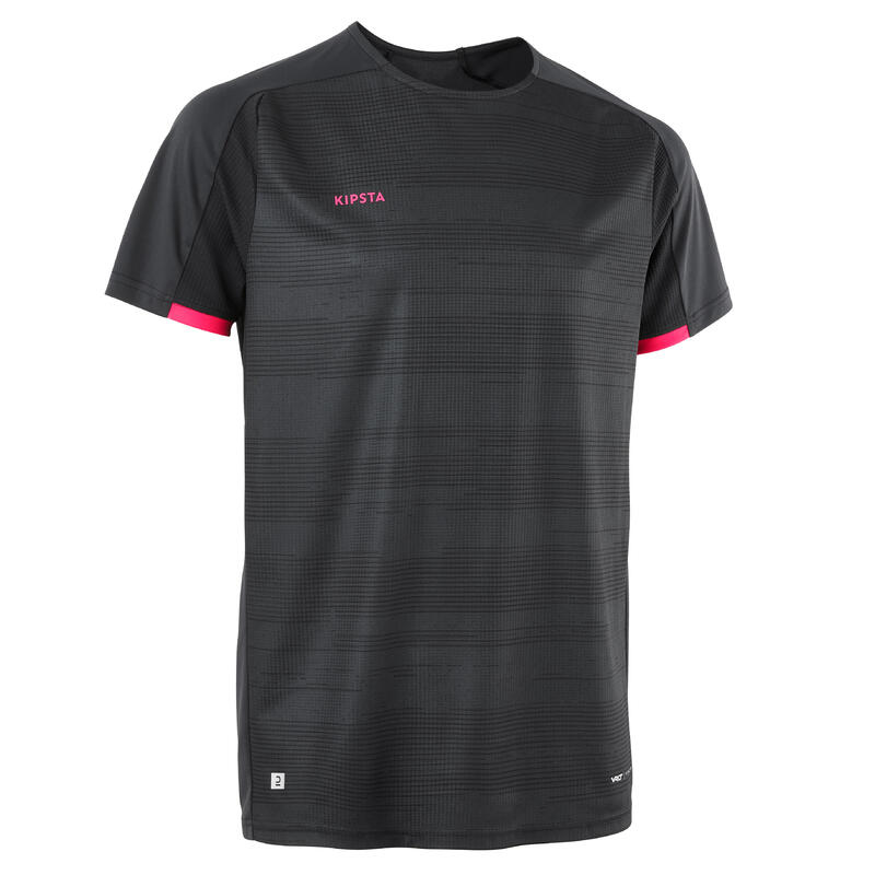 Camiseta de fútbol manga corta Kipsta Viralto negro rosa adulto