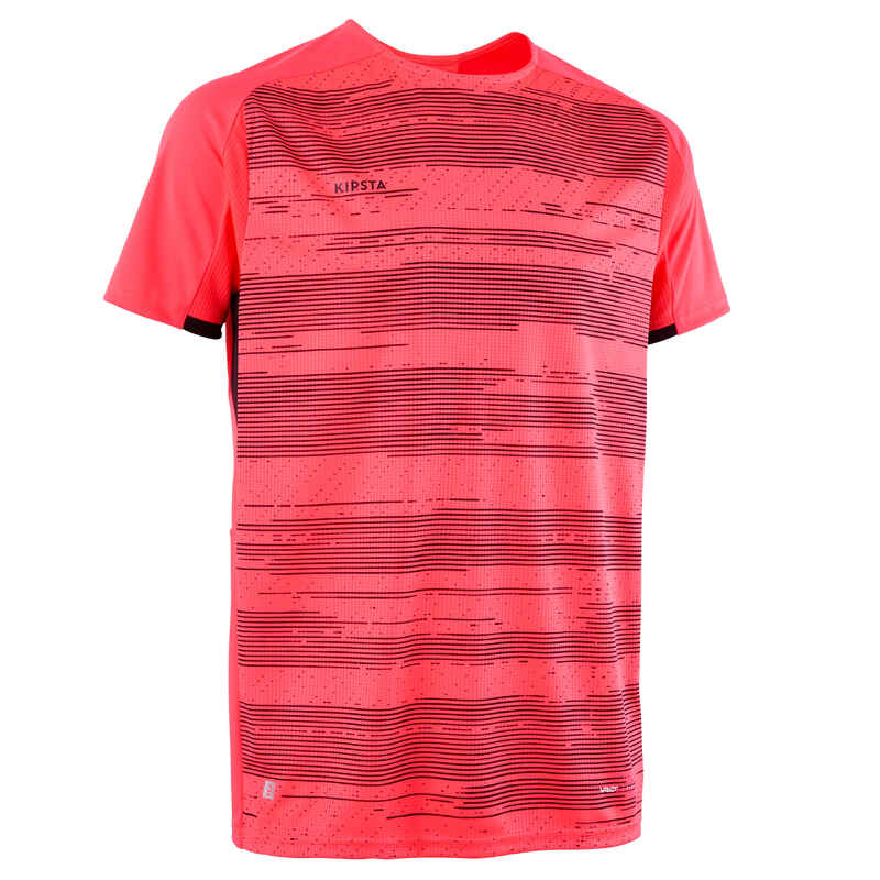 Short-Sleeved Football Shirt Viralto Solo - Neon Pink, Black & Grey