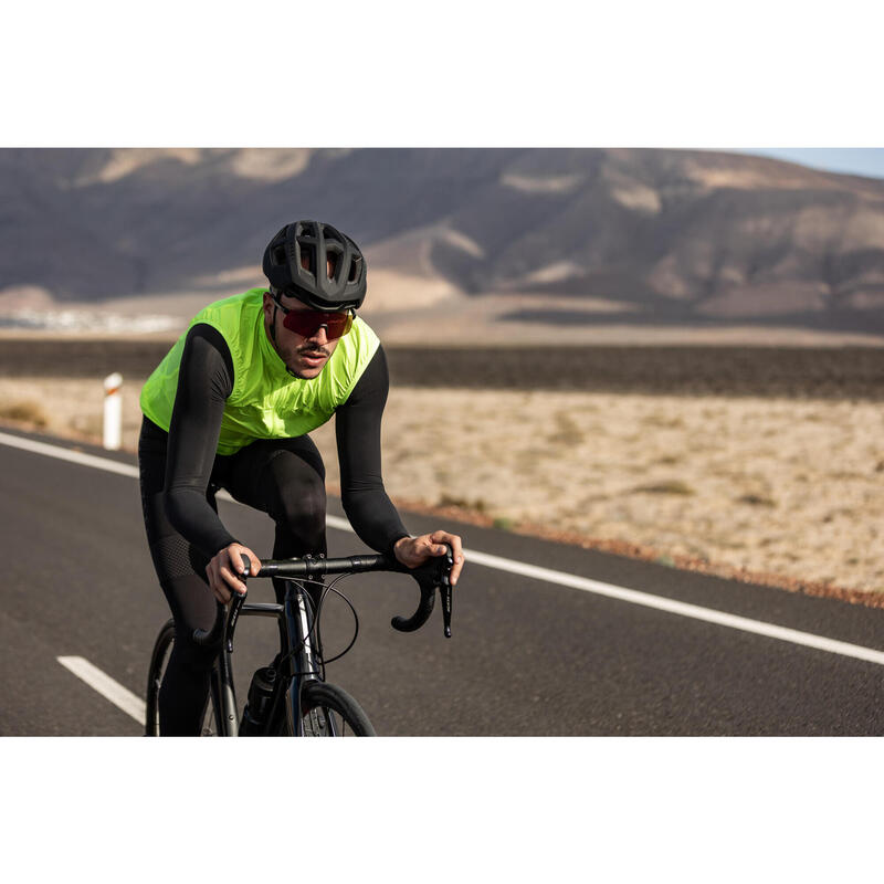 Vestă protecţie vânt ciclism pe șosea Ultralight Galben Bărbați 
