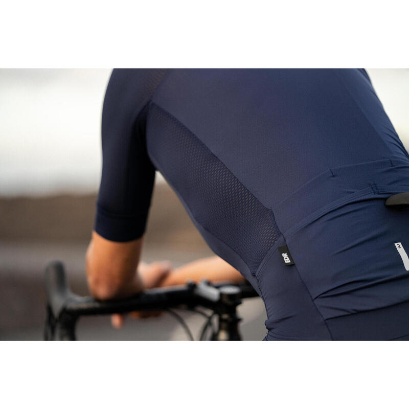 Pánský letní dres na silniční cyklistiku s krátkým rukávem Endurance Racer tmavě modrý 