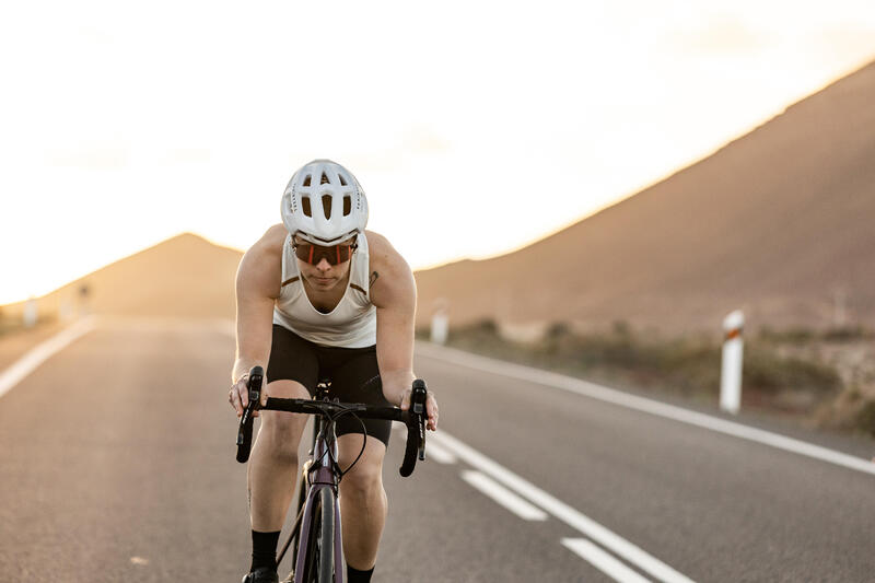 DEBARDEUR VELO ROUTE FEMME RCR BLANC CASSE