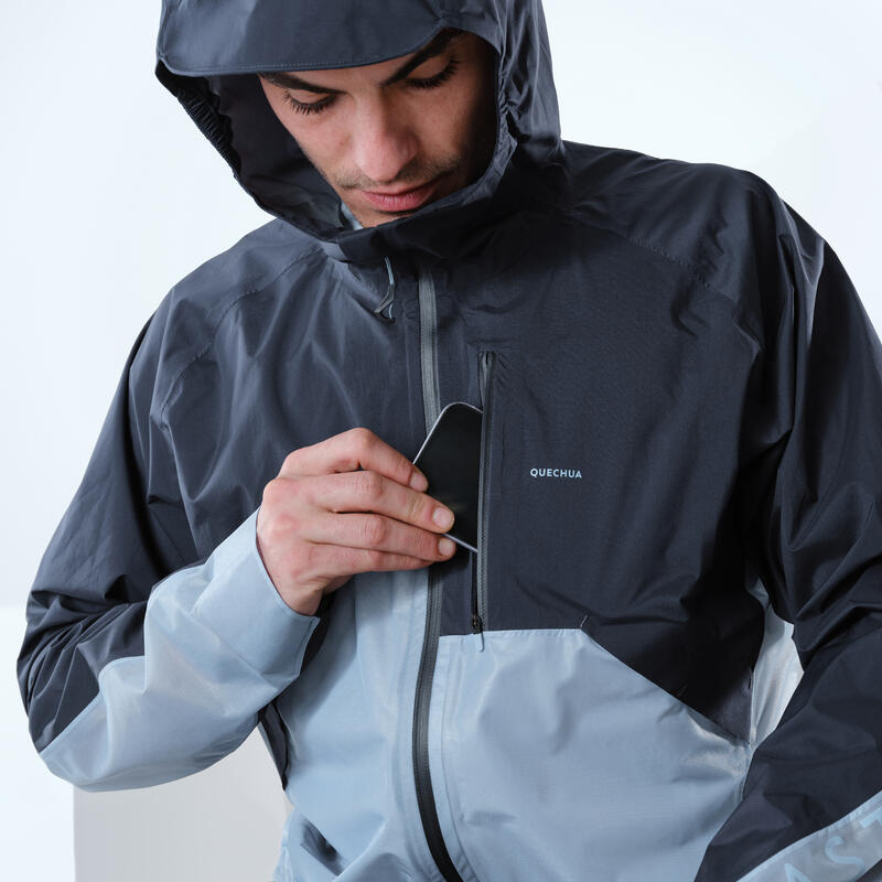 Ultralichte hybride jas voor fast hiking heren FH 900 blauw grijs
