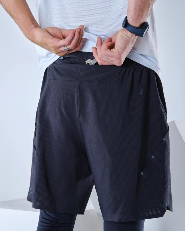 Leggings con pantalones cortos ultraligeros de senderismo rápido para hombre FH900 - Azul