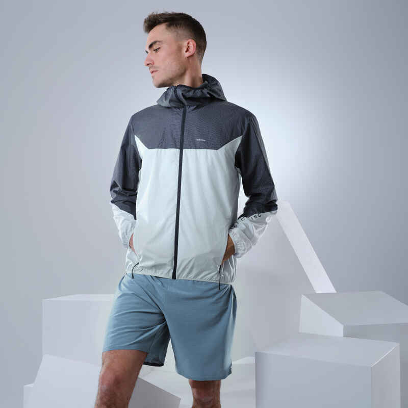 Chaqueta cortaviento de senderismo rápido Hombre FH500 Helium wind Gris 