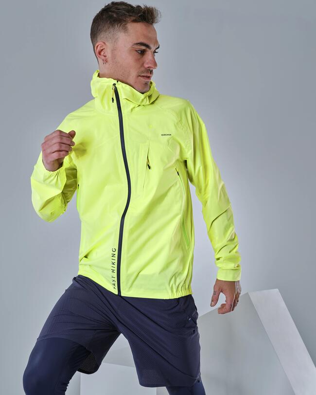 Men’s Ultra-light Waterproof Rapid Hiking Jacket FH 500 -  Yellow