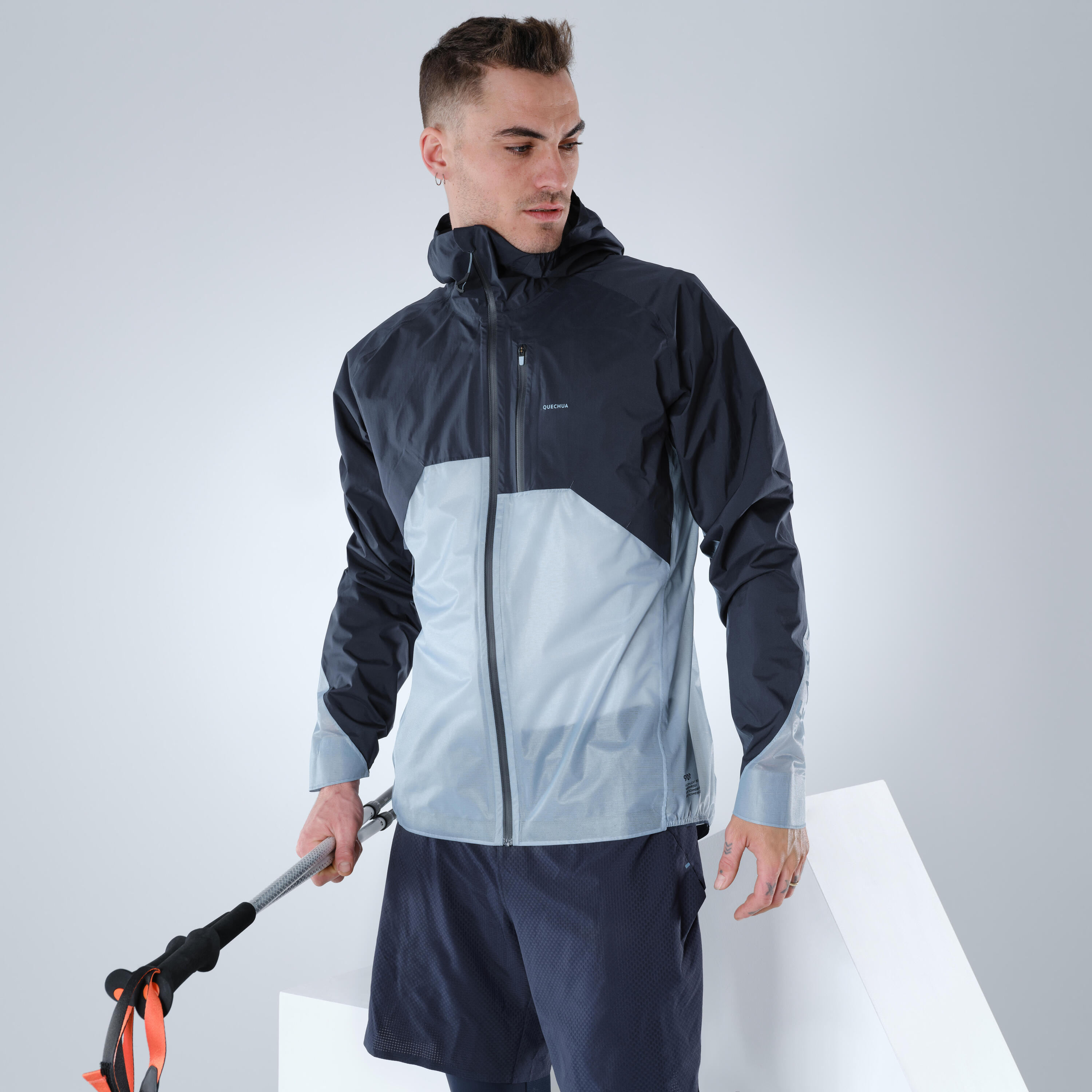 Men's Ultra-lightweight Rapid Hiking Jacket FH 900 - Blue Grey  3/7