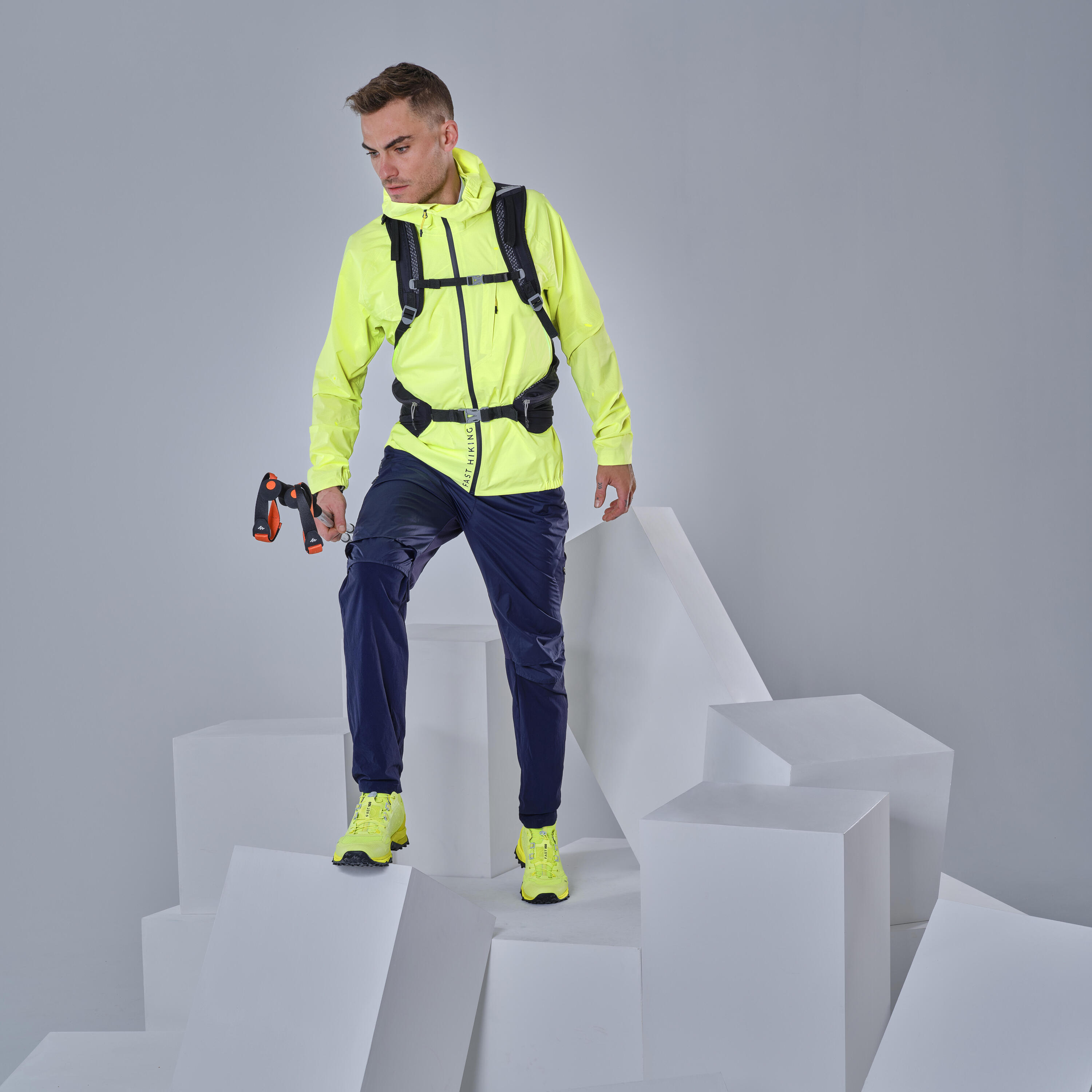 Men’s Ultra-light Waterproof Rapid Hiking Jacket FH 500 -  Yellow  2/7