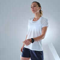 Women’s ultra-light fast hiking T-shirt FH 500 grey.